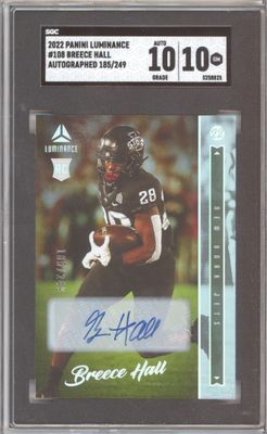 2022 Panini Luminance 108 Breece Hall Auto /249 SGC 10-10