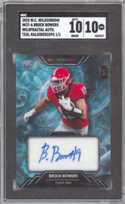 2023 Wild Card Wildchrome WCG Brock Bowers Wildfractal Auto teal Kaleidoscope 1/1 SGC 10-10