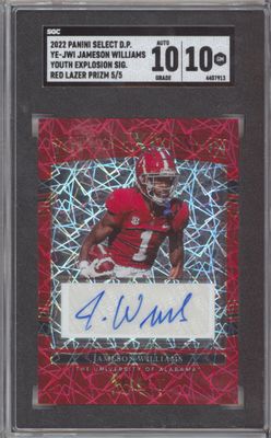2022 Panini Select Draft Picks YE JWI Jameson Williams Youth Explosion Signature Red Lazer Prizm /5 SGC 10-10