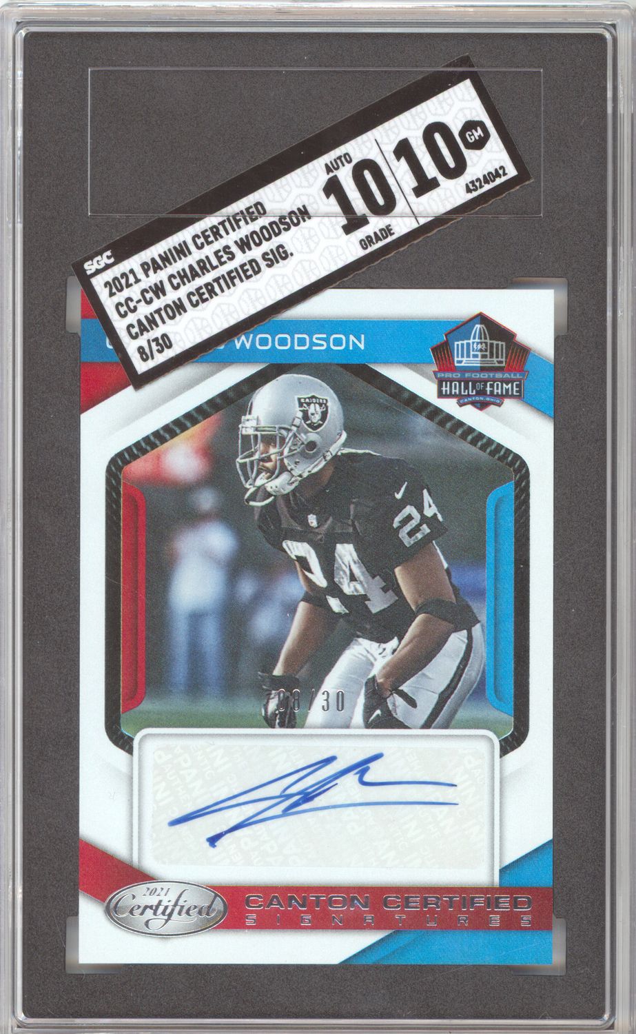 2021 Panini Certified CC-CW Charles Woodson Canton Certified Signatures /30 SGC 10-10
