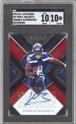 2022 Wild Card Auto Mania AM-TR98 Kenneth Walker III Triangle Auto Red/Orange SGC 10-10