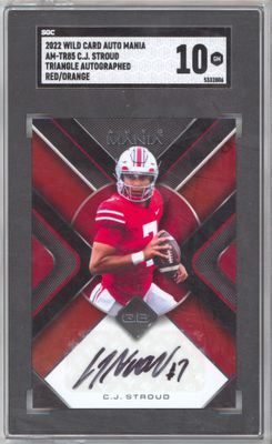 2022 Wild Card Auto Mania AM-TR85 Cj Stroud Triangle Auto Red/Orange SGC 10