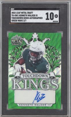 2022 Leaf Metal Draft TK-KW1 Kenneth Walker III Touchdown Kings Auto Green Wave /7 SGC 10