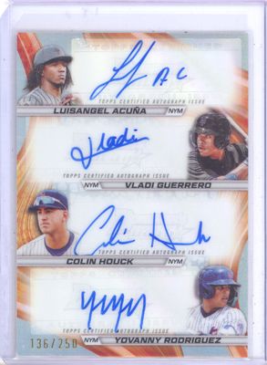 2024 Topps Chrome #QA-AGHR Quad Autographs Card Luisangel Acuna, Vladi Guerrero, Colin Houck, Yovanny Rodriguez