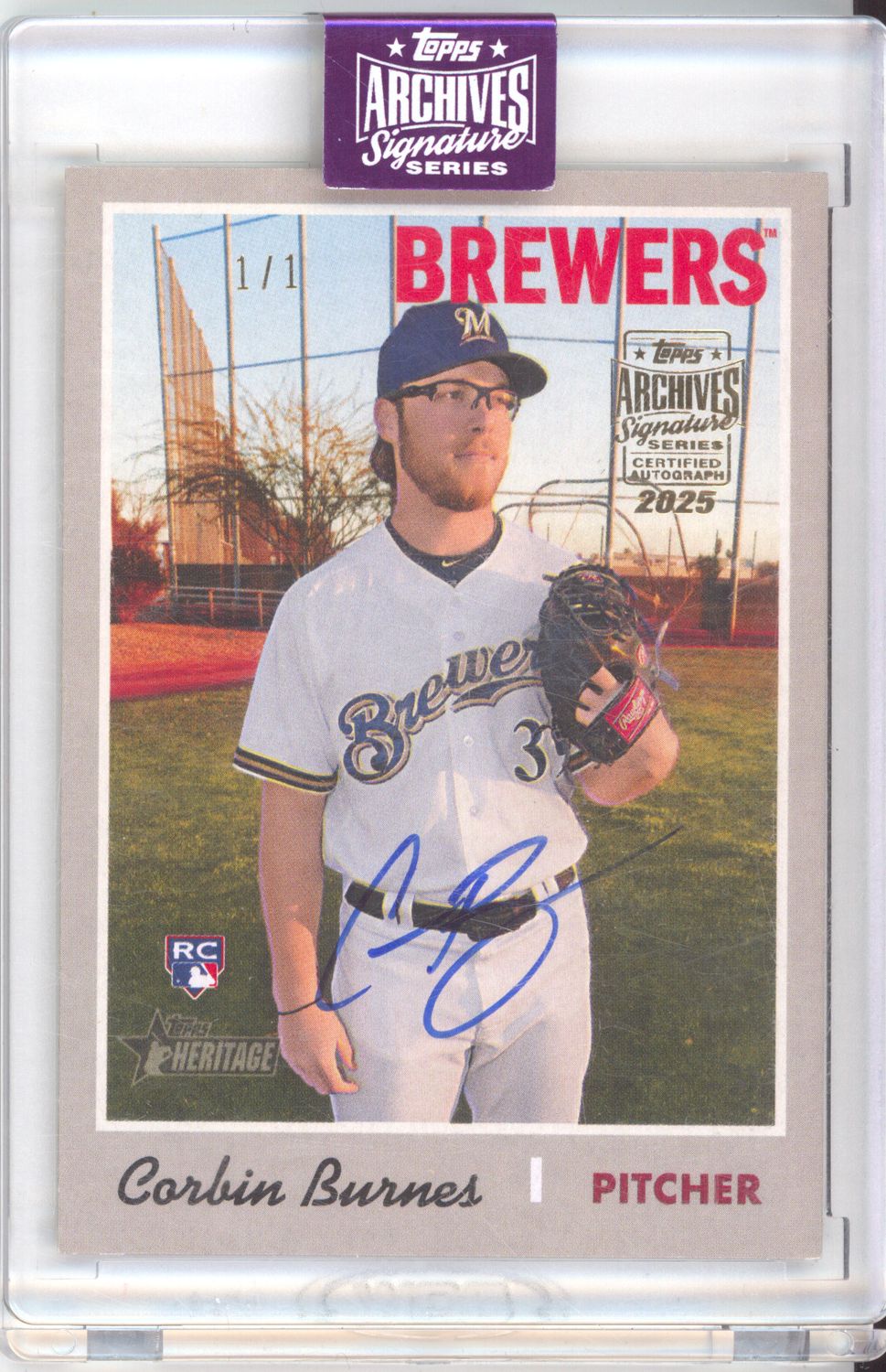 2025 Topps Archives #393 Corbin Burnes Signature Series 2019 Autograph 1/1