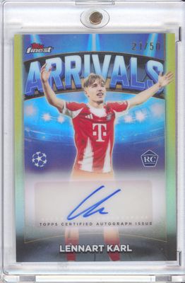 2025/26 Topps Finest UEFA #AA-LK Lennart Karl Arrivals Autograph /#50