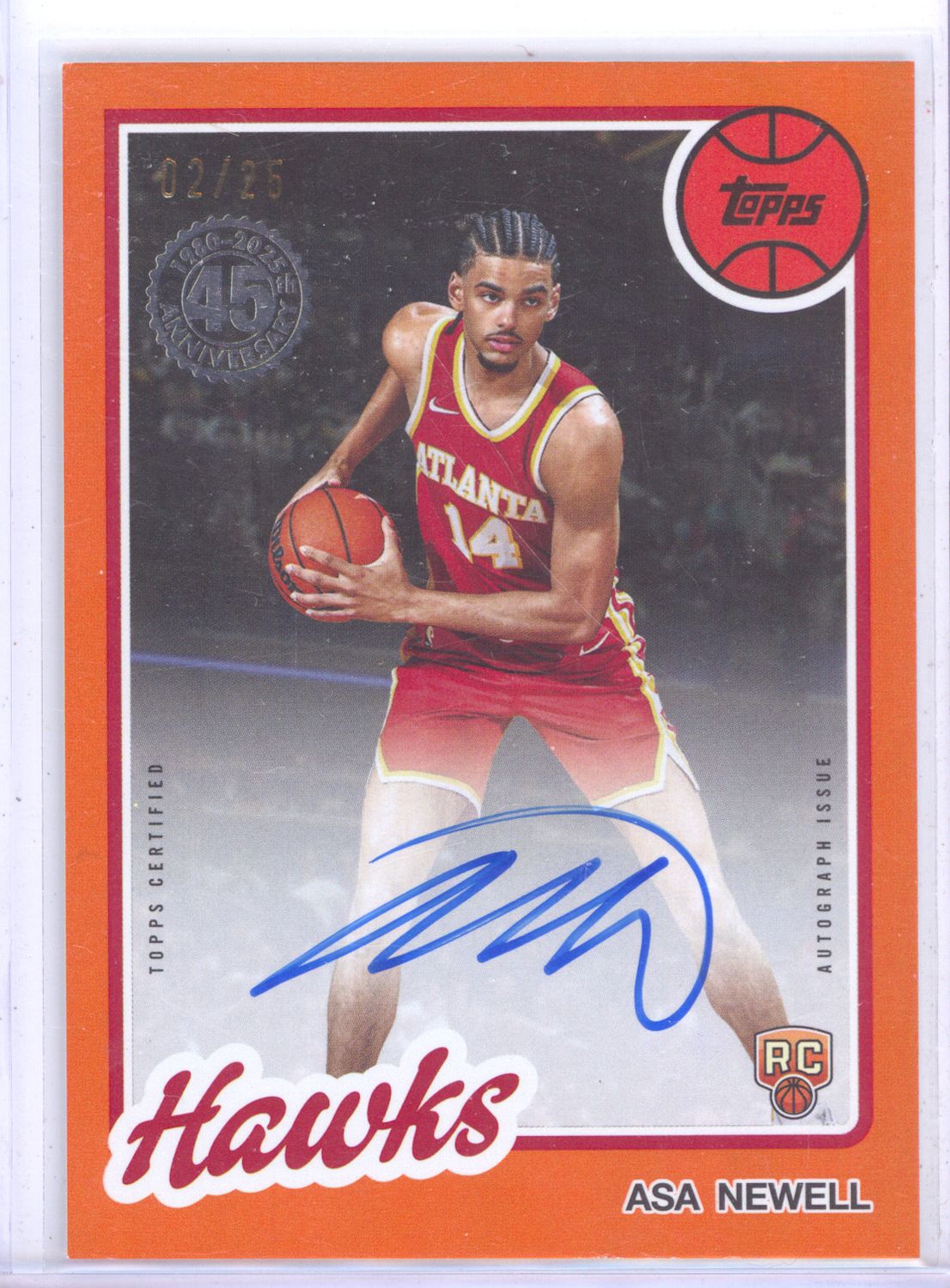 2025-26 Topps Flagship # 80B2R-AN Asa Newell Orange Autograph  #/25