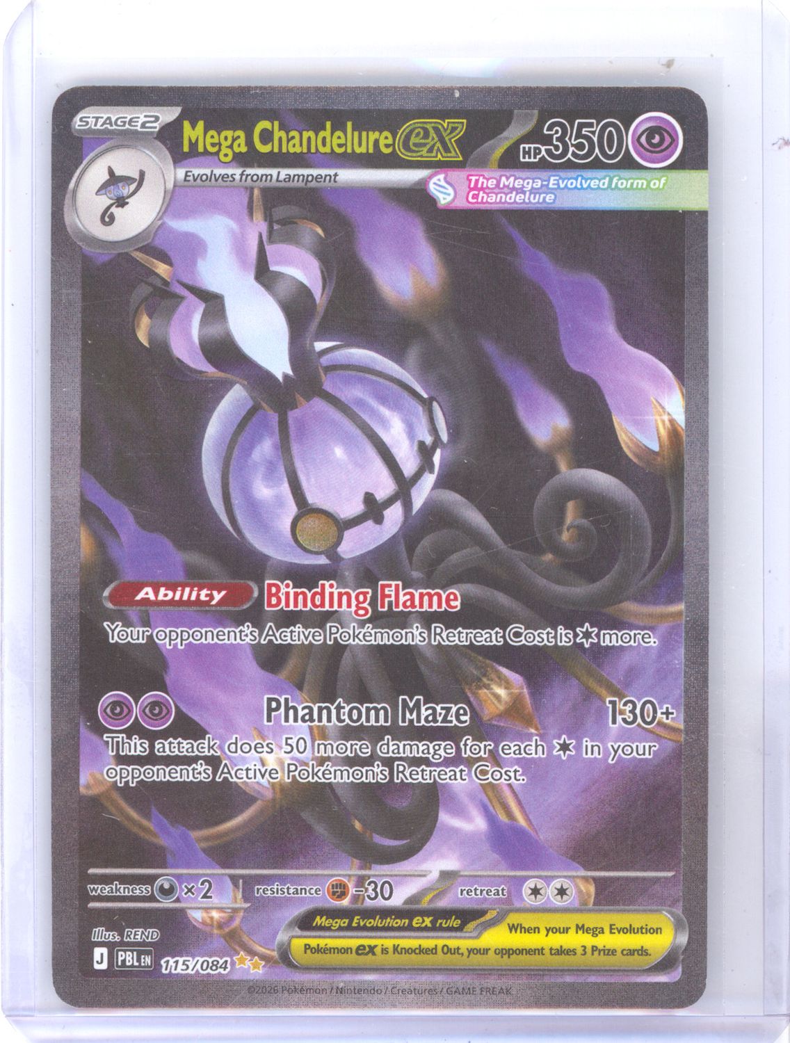 Mega Chandelure ex - 115/084 - ME05: Pitch Black (PBL) - NM (9/12)