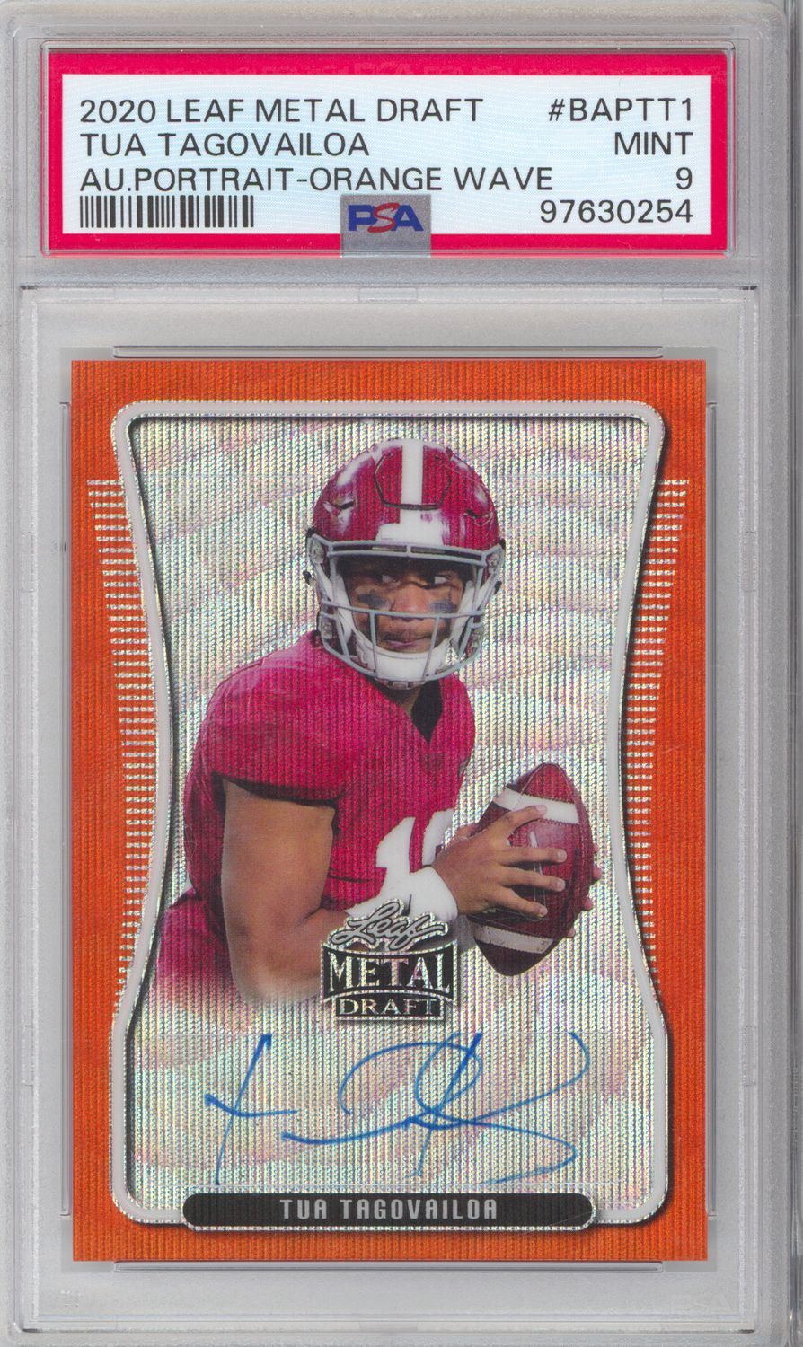 Leaf 2020 Metal Draft Tua Tagovailoa Auto RC BAP-TT1 Orange Wave /4 PSA 9