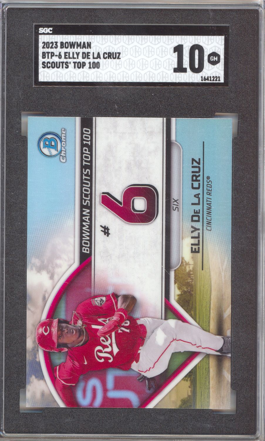 2023 Bowman Chrome #BTP-6 Elly De La Cruz Bowman Scouts Top 100 SGC 10
