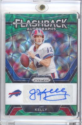 2023 Panini Prizm #FA-JK Jim Kelly Flashback Autographs Green Scope #/75