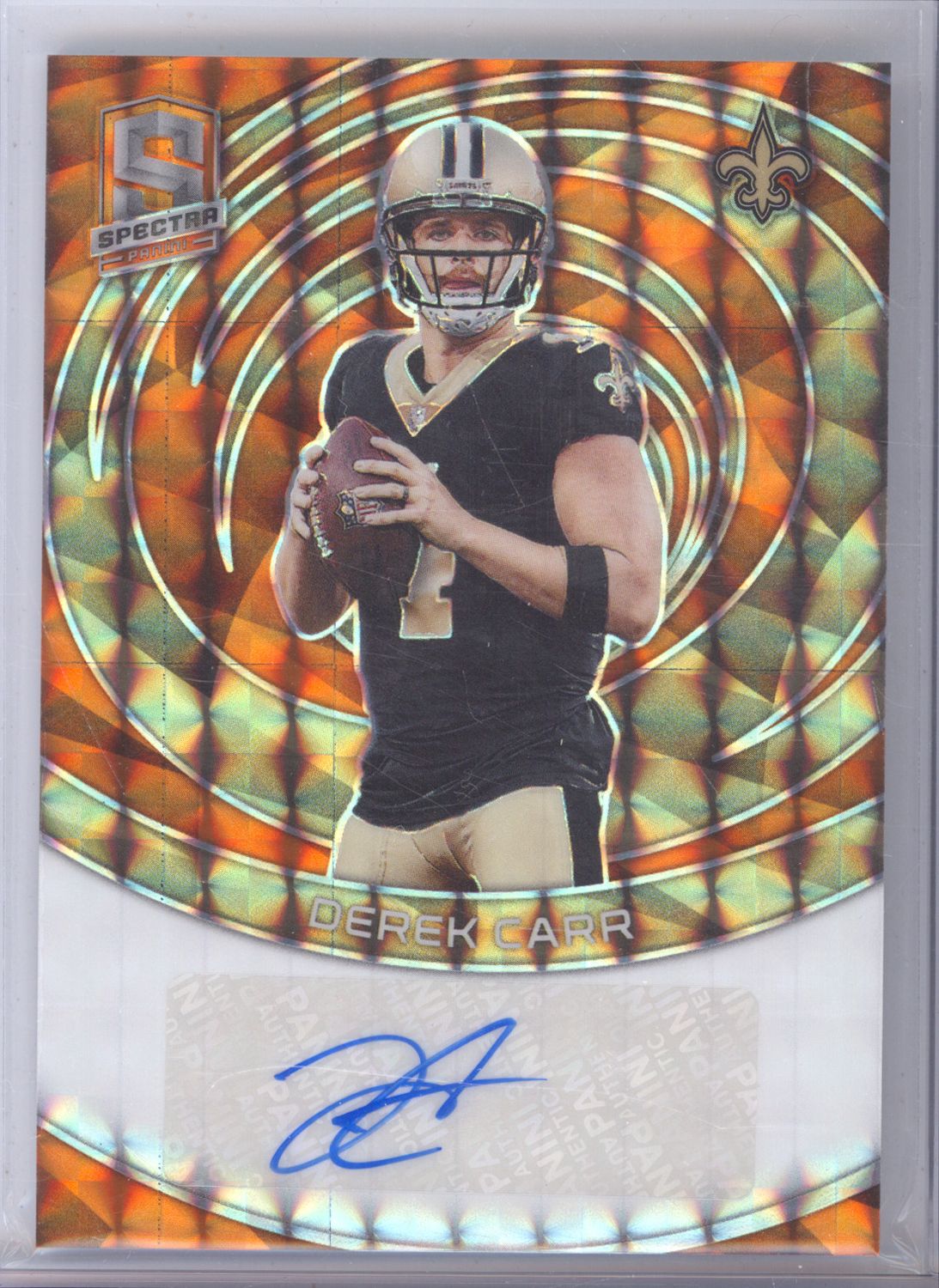 2023 Panini Spectra #SIG-DCA Derek Carr Signature Orange #/10