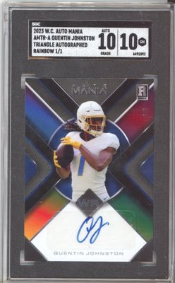 2023 Wild Card Auto Mania Quentin Johnston 1/1 Auto SGC 10/10