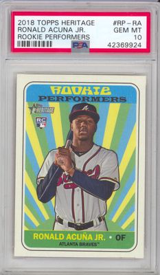 2918 Topps Heritage #RP-RA Ronald Acuna Jr. Rookie Performers PSA 10