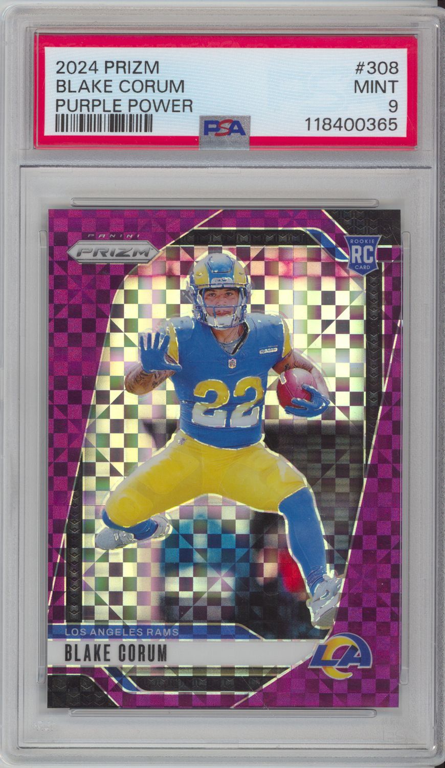 2024 Panini Prizm #308 Blake Corum Purple Power #/49 PSA 9