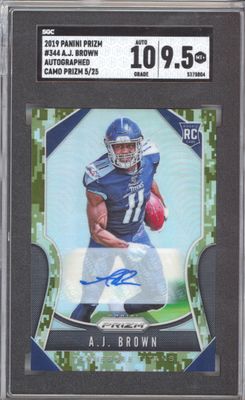 2019 Panini Prizm #344 AJ Brown Camo Auto /25 SGC 9.5/Auto 10