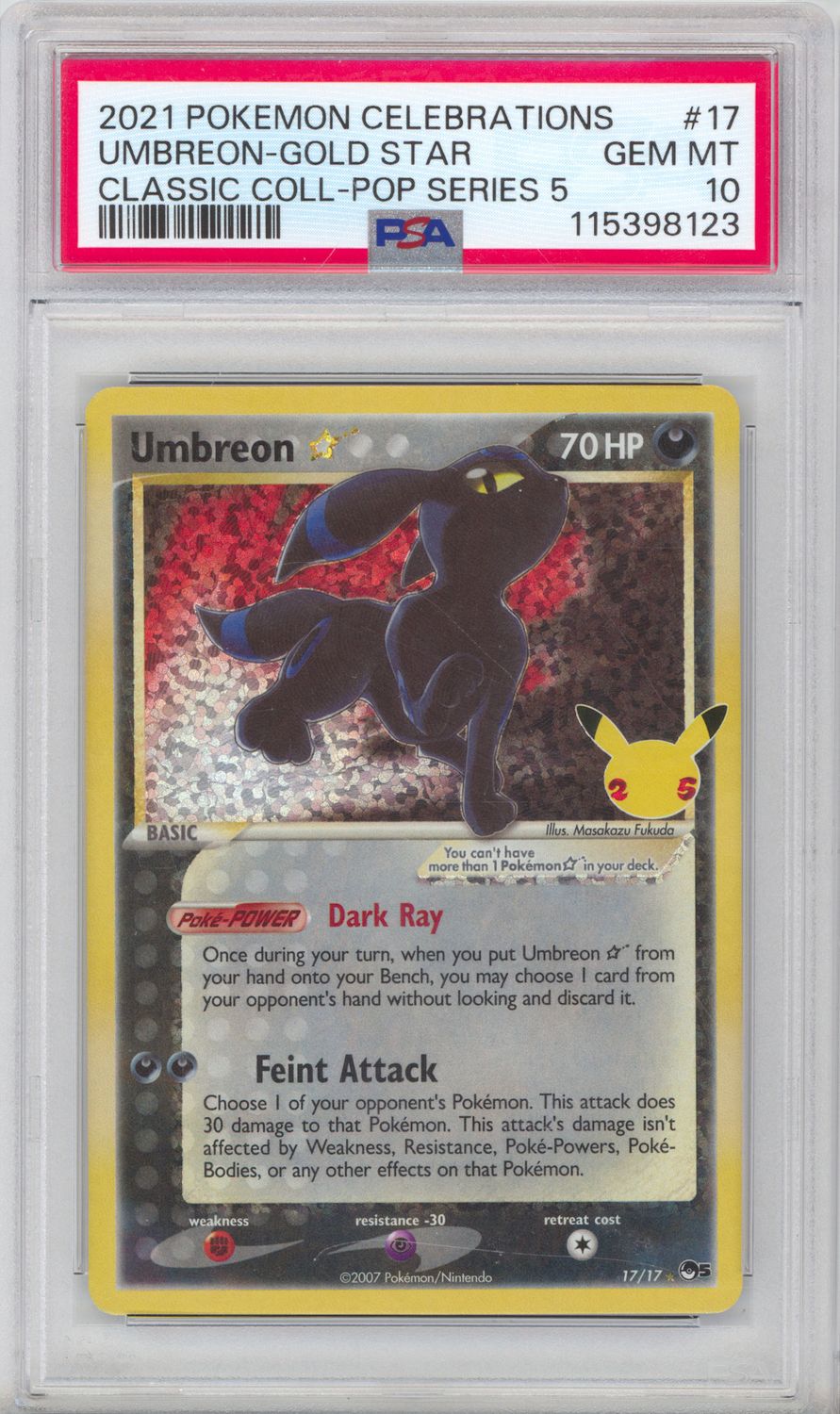 Umbreon Star - Celebrations: Classic Collection (CCC) PSA 10