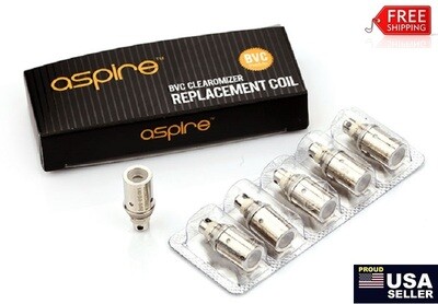 Aspire BVC coils for K1 K2 Spryte ET ETS CE5 CE5S tanks. 1.6/1.8/2.1 Ohm. 10 Coils (2 packs of 5 each)