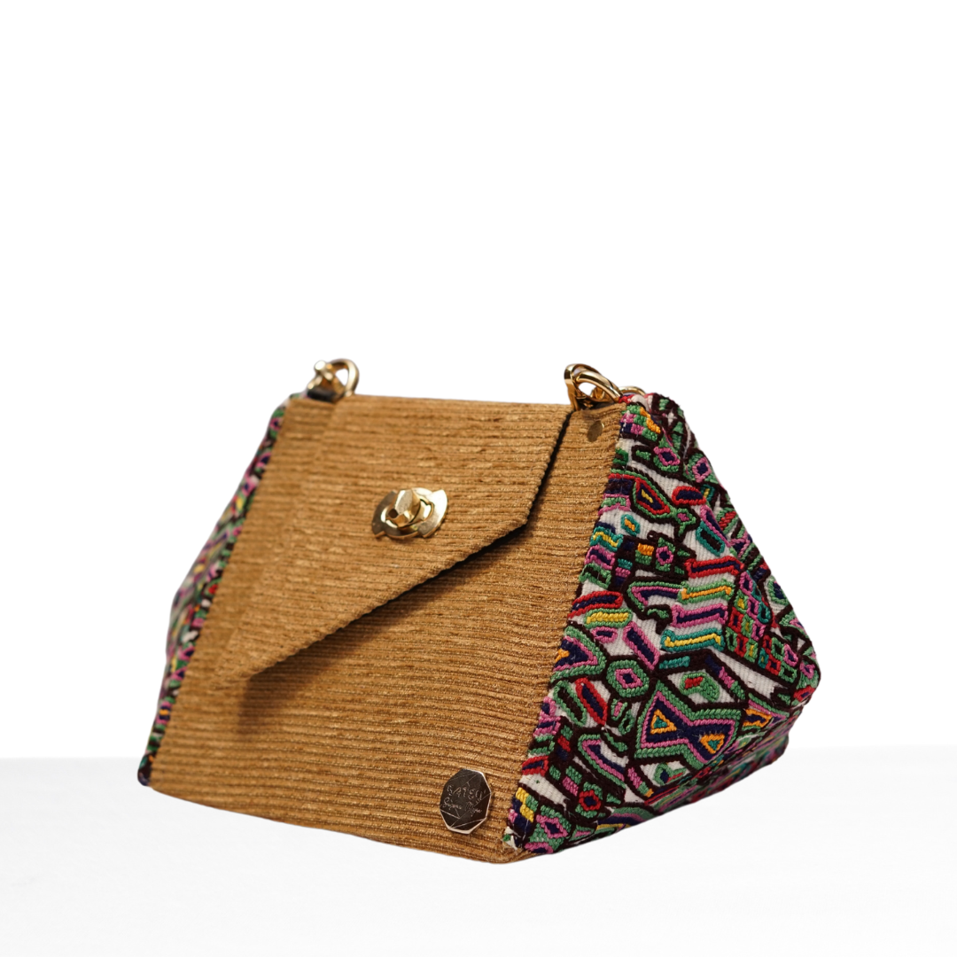 NYOKO – Gold with Embroidered Huipil