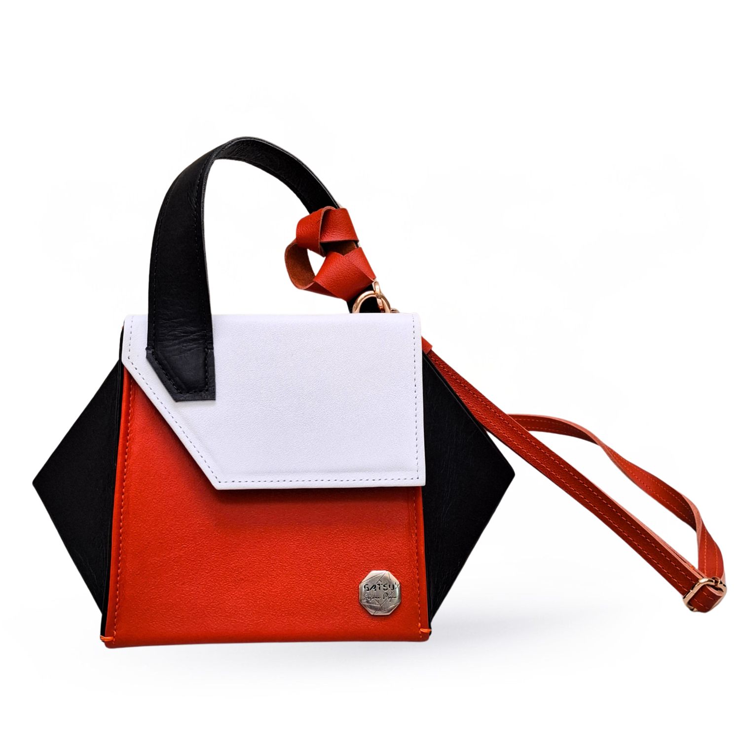 NYOKO WHITE, ORANGE AND BLACK LEATHER 