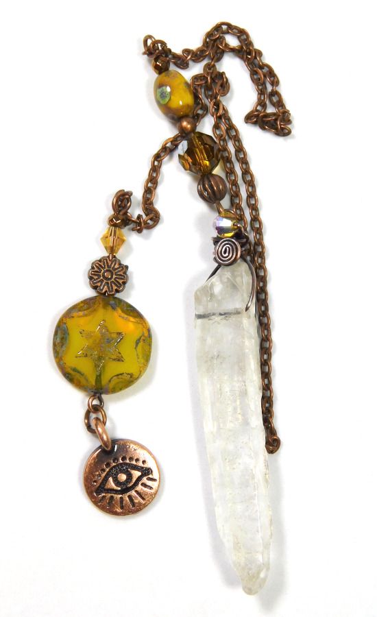 Patinaed Copper Quartz Crystal Pendulum