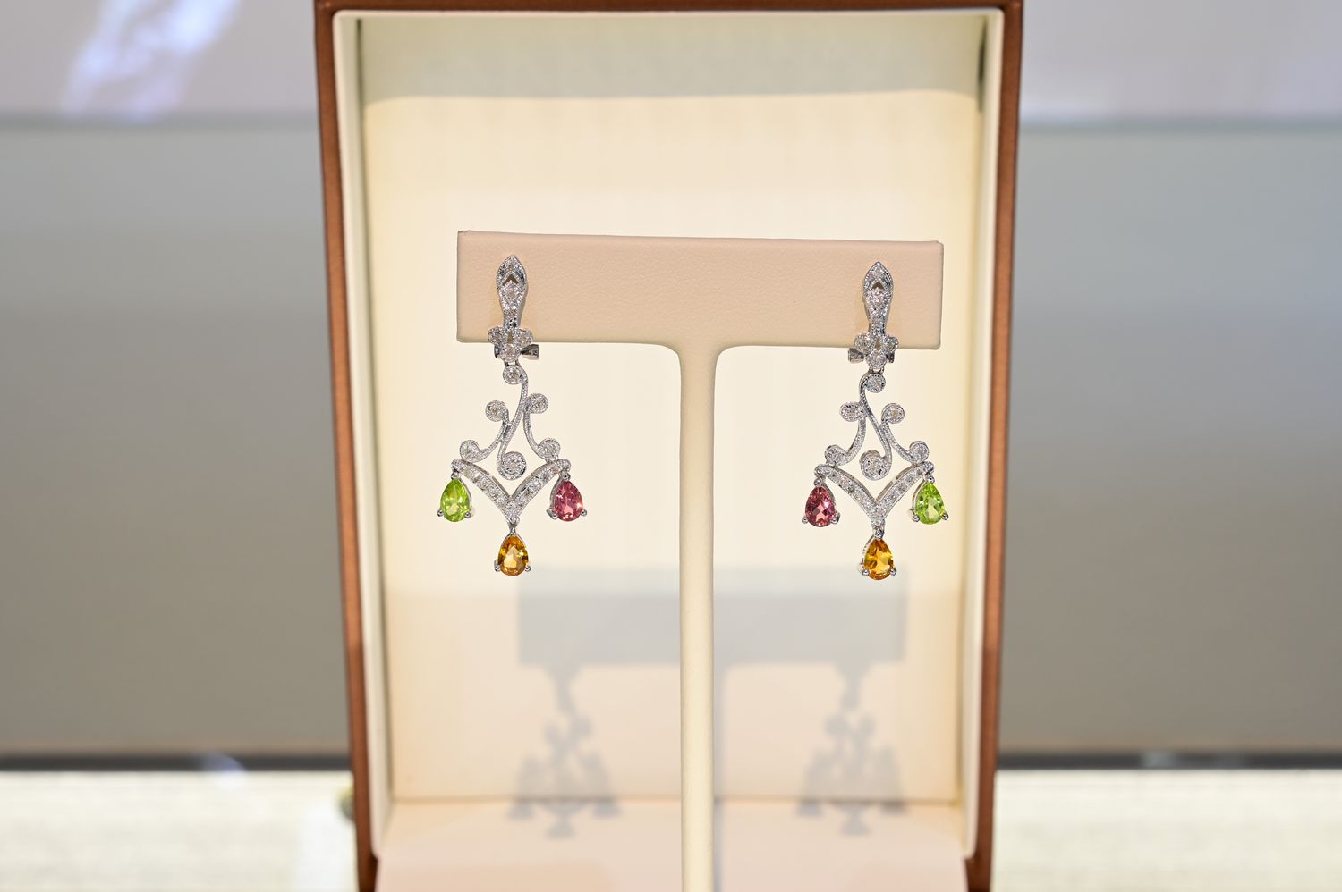 Peridot, Tourmaline &amp; Citrine Chandelier Earrings