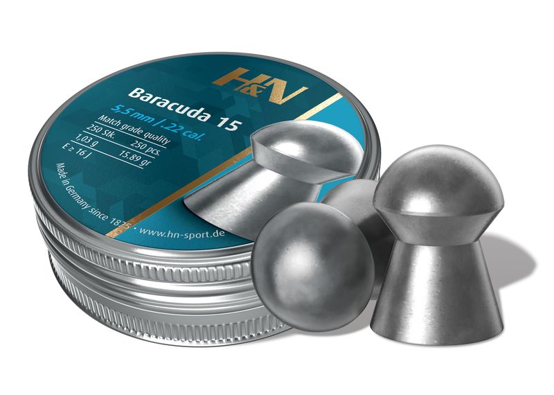 Baracuda 15 Pellets 5.52mm .22 Tin of 250 by H&amp;N