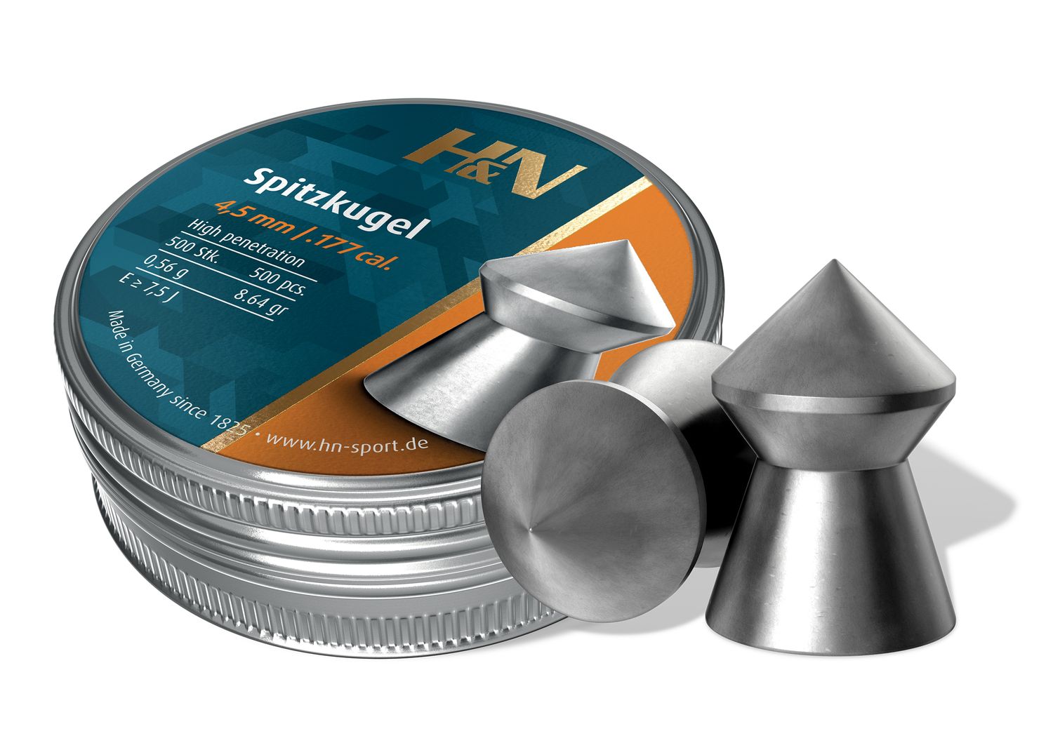 Spitzkugel Pointed .22 Tin of 200 by H&amp;N