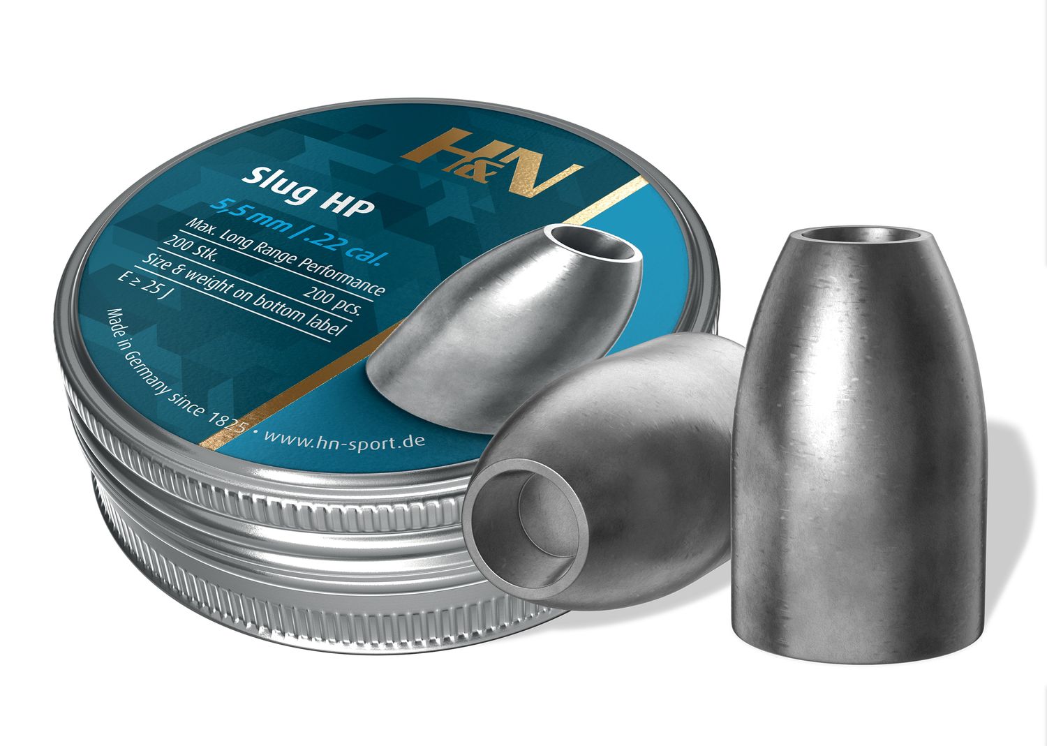 Slug HP .218 (.22 5.53mm) Pellets 30gr Tin of 200 by H&amp;N