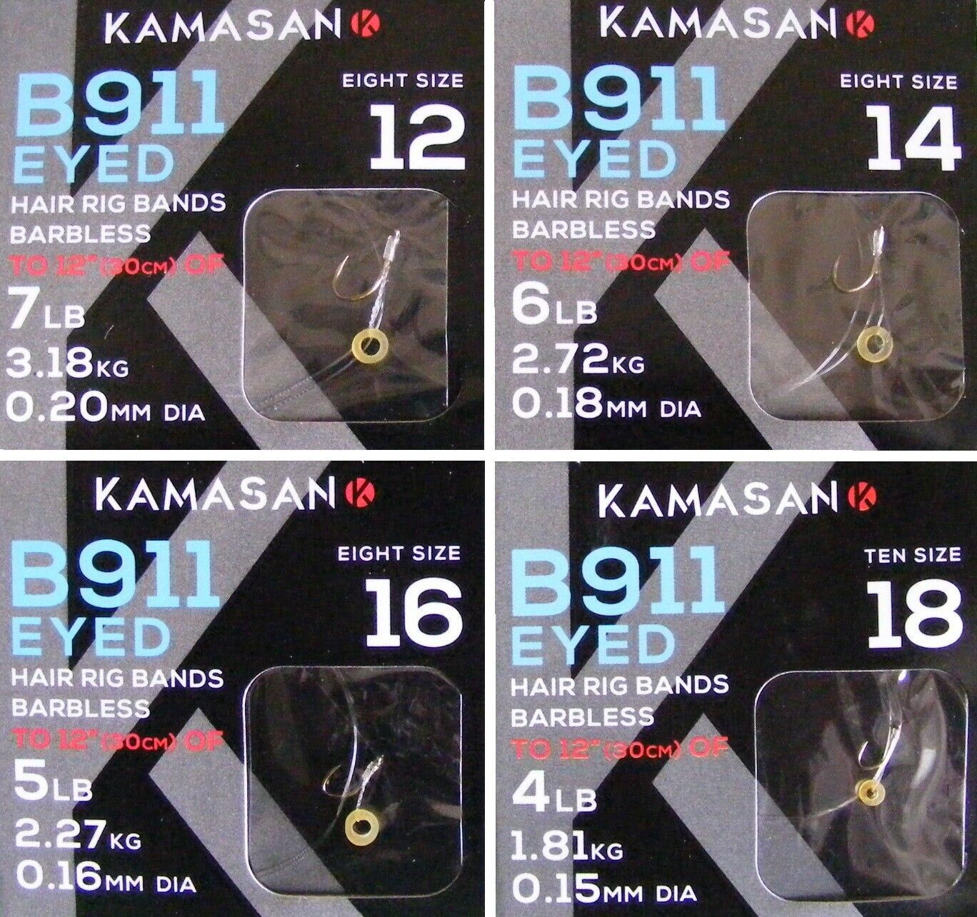 Kamasan B911X Hair Rig Bands Barbless.