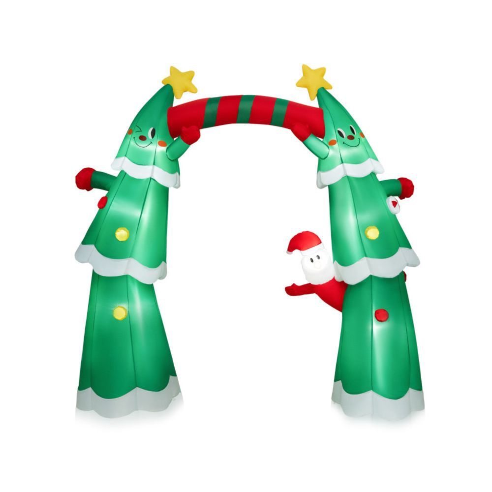 COSTWAY 11 Feet Lighted Christmas Inflatable Archway Decoration with Santa Claus