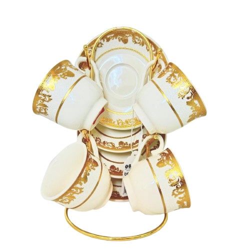 Bene Casa Gold Pattern Espresso Set, 4 Cups BC-99586