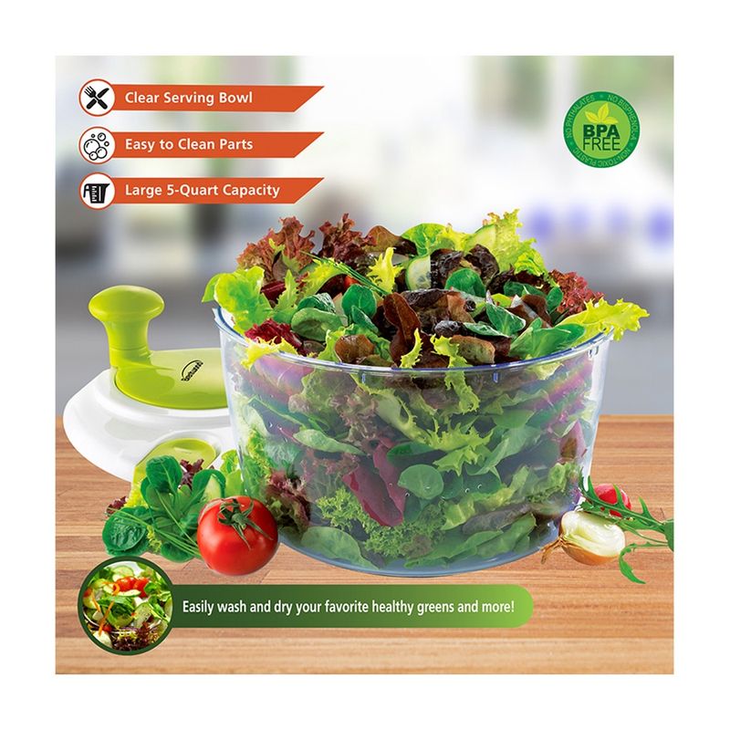 BRENTWOOD Salad Spinner with 5QT Serving Bowl