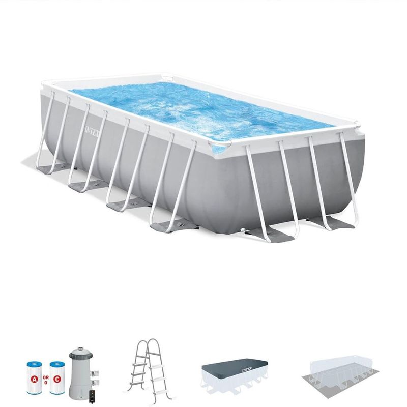 INTEX 16ft x 8ft x 42in  Prism Frame Rectangular Above Ground Swimming Pool Set