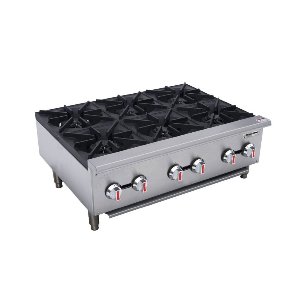 MAGIC CHEF 36 " Commercial 6-Burner Countertop Gas Hotplate in Stainless Steel