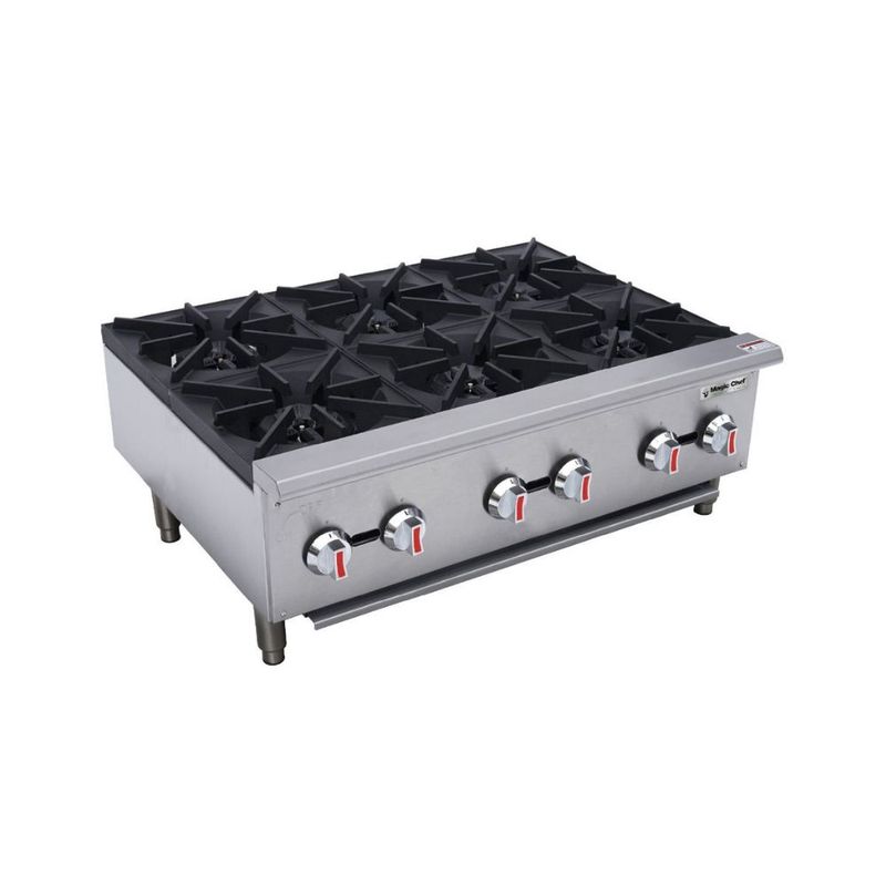 MAGIC CHEF 36 " Commercial 6-Burner Countertop Gas Hotplate in Stainless Steel