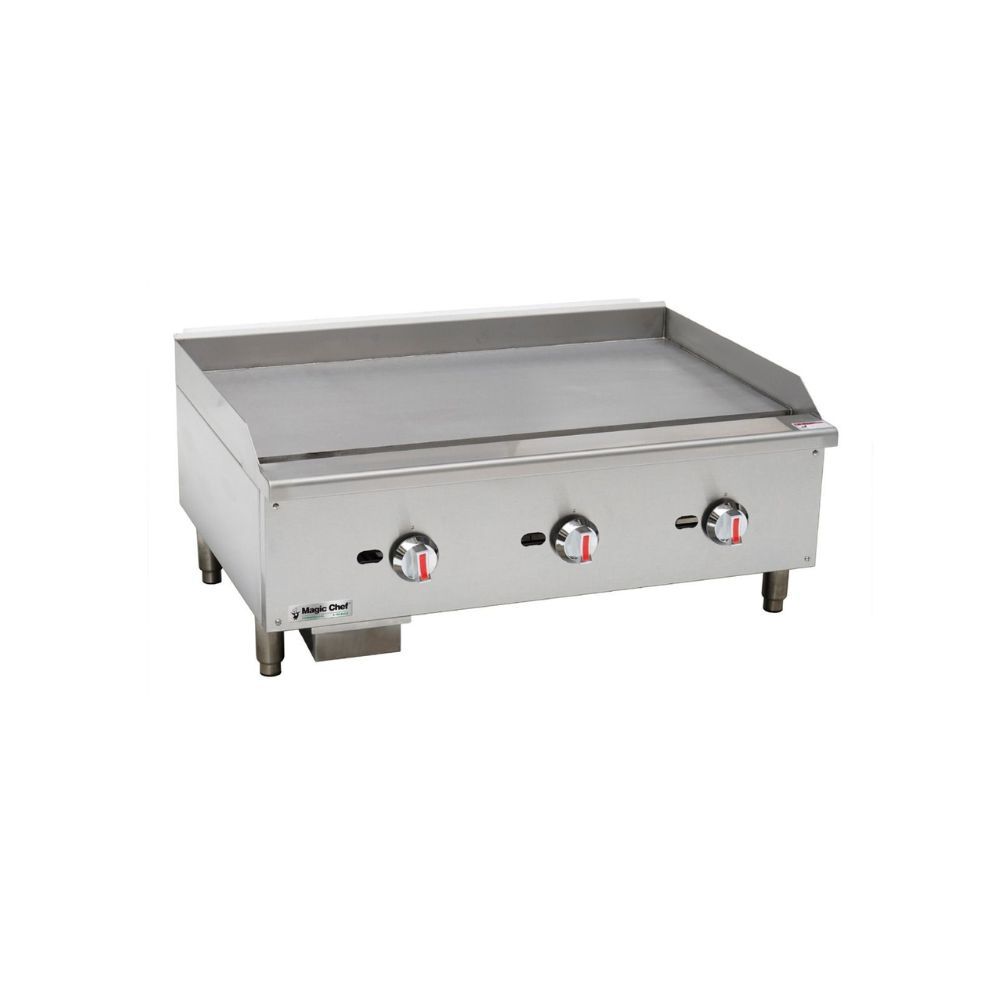 MAGIC CHEF 36" Commercial Natural Gas Countertop Griddle in Stainless Steel