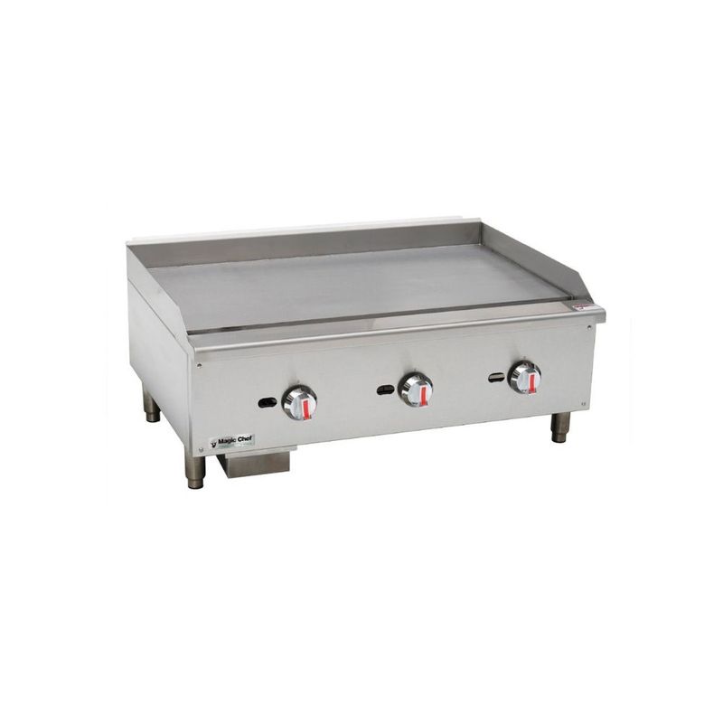 MAGIC CHEF 36" Commercial Natural Gas Countertop Griddle in Stainless Steel