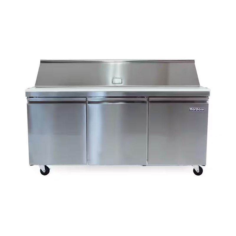 NORPOLE 70 in. W 15.5 cu. ft. 3-Door Mega Top Sandwich-Salad Prep Table Stainless Steel NP3R-SWMT