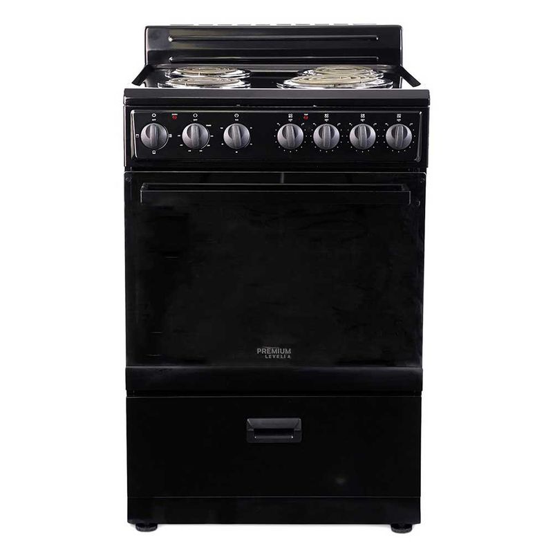 PREMIUM LEVELLA 24" Freestanding Electric Range with 4 Coil Burners 220V Black