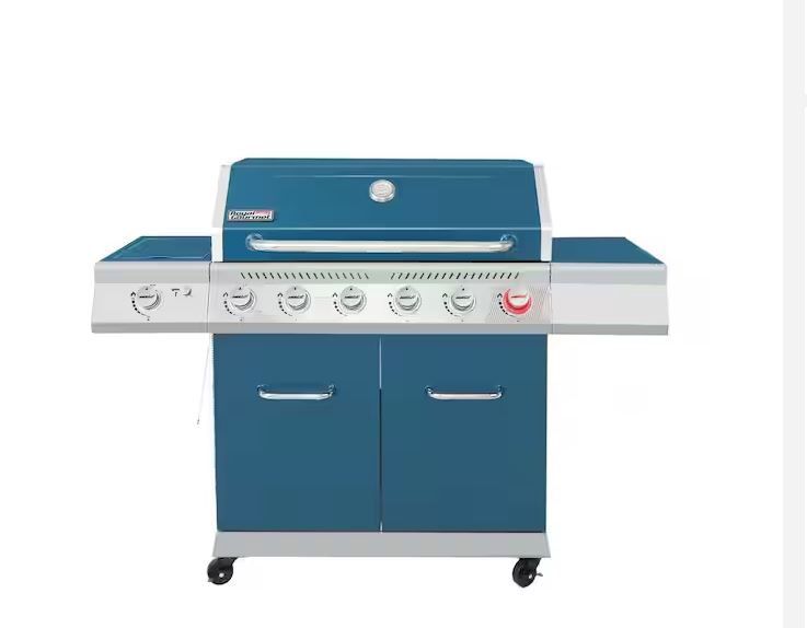 ROYAL GOURMET 6-Burner Propane Gas Grill with Sear Burner and Side Burner Blue