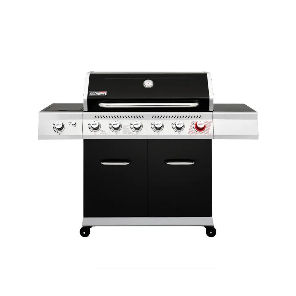 ROYAL GOURMET Black 6-Burner Liquid Propane Gas Grill with 1 Side Burner Black