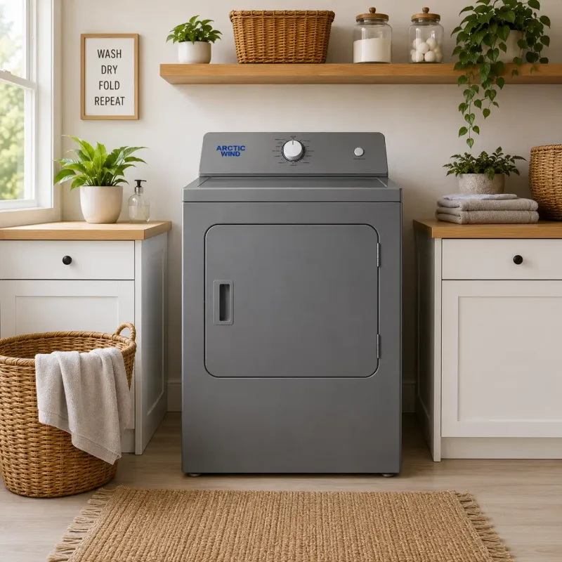 ARCTIC WIND 7.0 Cu. Ft. Smart Wi-Fi Electric Tumble Dryer with Sensor Dry Technology, Oversized Loading Door, 10 Drying Programs, 4 Temperature Settings, LED Touch Controls, Reversible Door and 3-Way 
