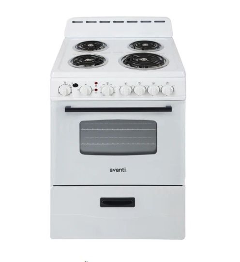 AVANTI 24" Freestanding Electric Range 4 burners in White