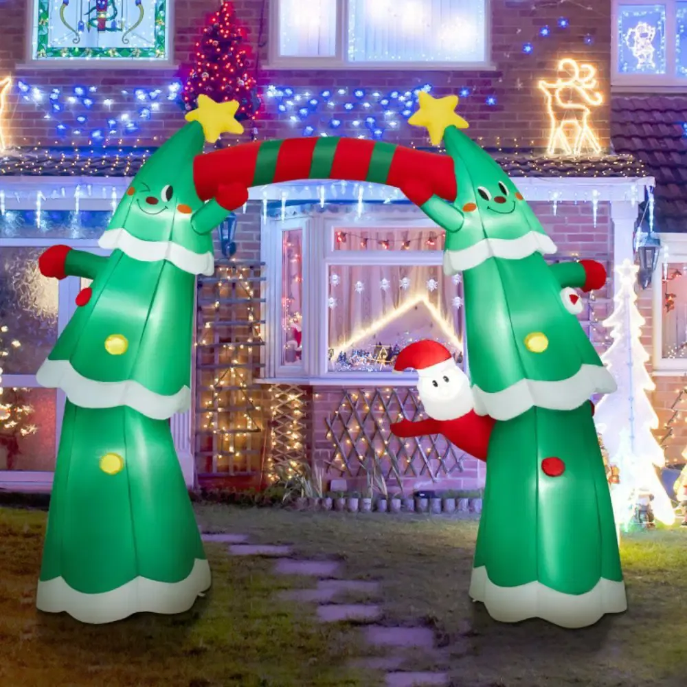 Costway 11 Ft Lighted Christmas Inflatable Archway with Santa Claus - Self-Inflating LED Holiday Entrance Decoration, Weather-Resistant Polyester, Indoor/Outdoor (CM24296US)