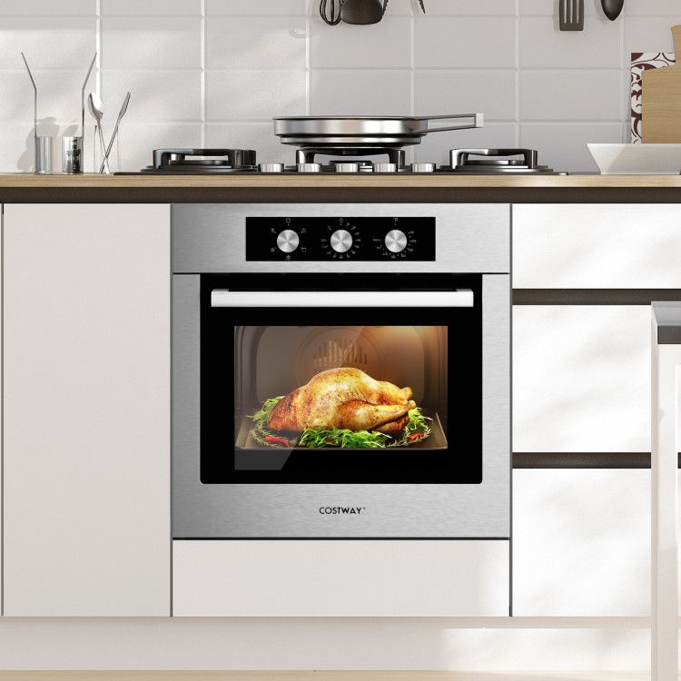 Costway 24" Built-In Electric Wall Oven with 5 Cooking Modes, 360° Convection, 2.47 Cu. Ft. Capacity, 2300W, Stainless Steel