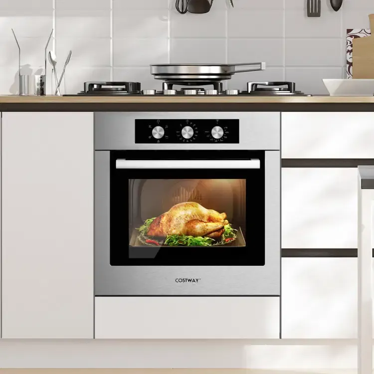 Costway 24" Built-In Electric Wall Oven with 5 Cooking Modes, 360° Convection, 2.47 Cu. Ft. Capacity, 2300W, Stainless Steel