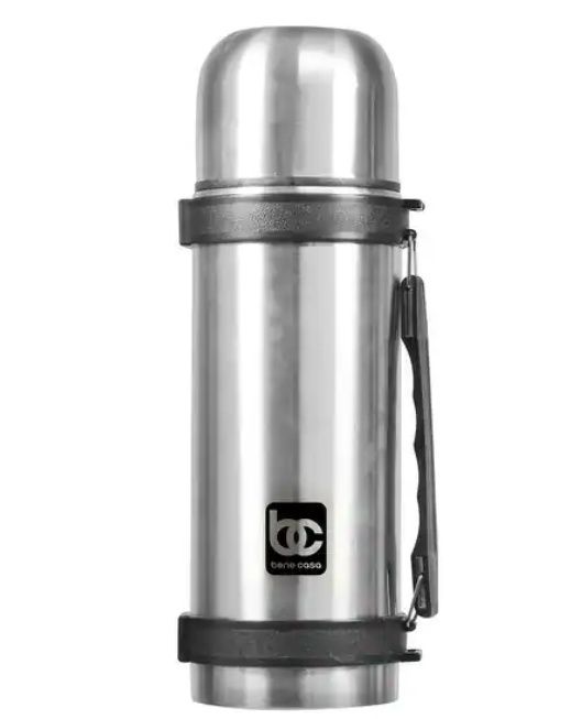 BENE CASA 34OZ Coffee Thermo Bottle in Black &amp; Silver