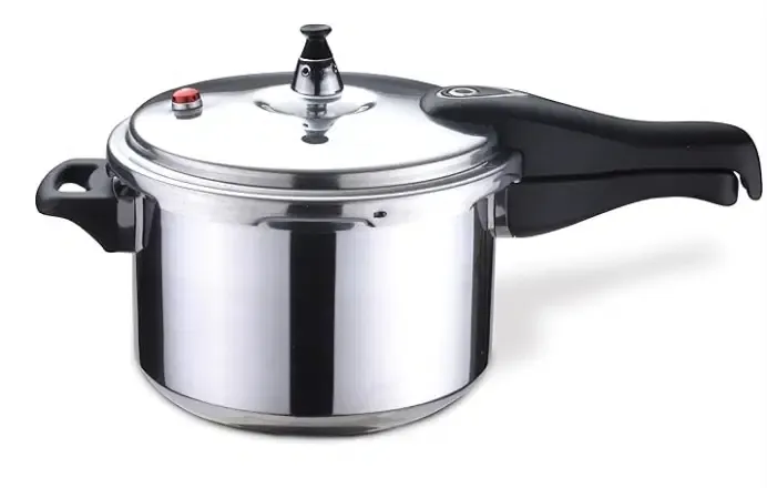 BENE CASA 6 Qt. Stovetop Aluminum Pressure Cooker, Sure-Locking Lid, Triple Pressure-Release Valves, Safety Window, Capsule Base for Even Heating, Polished Silver  BC-61422