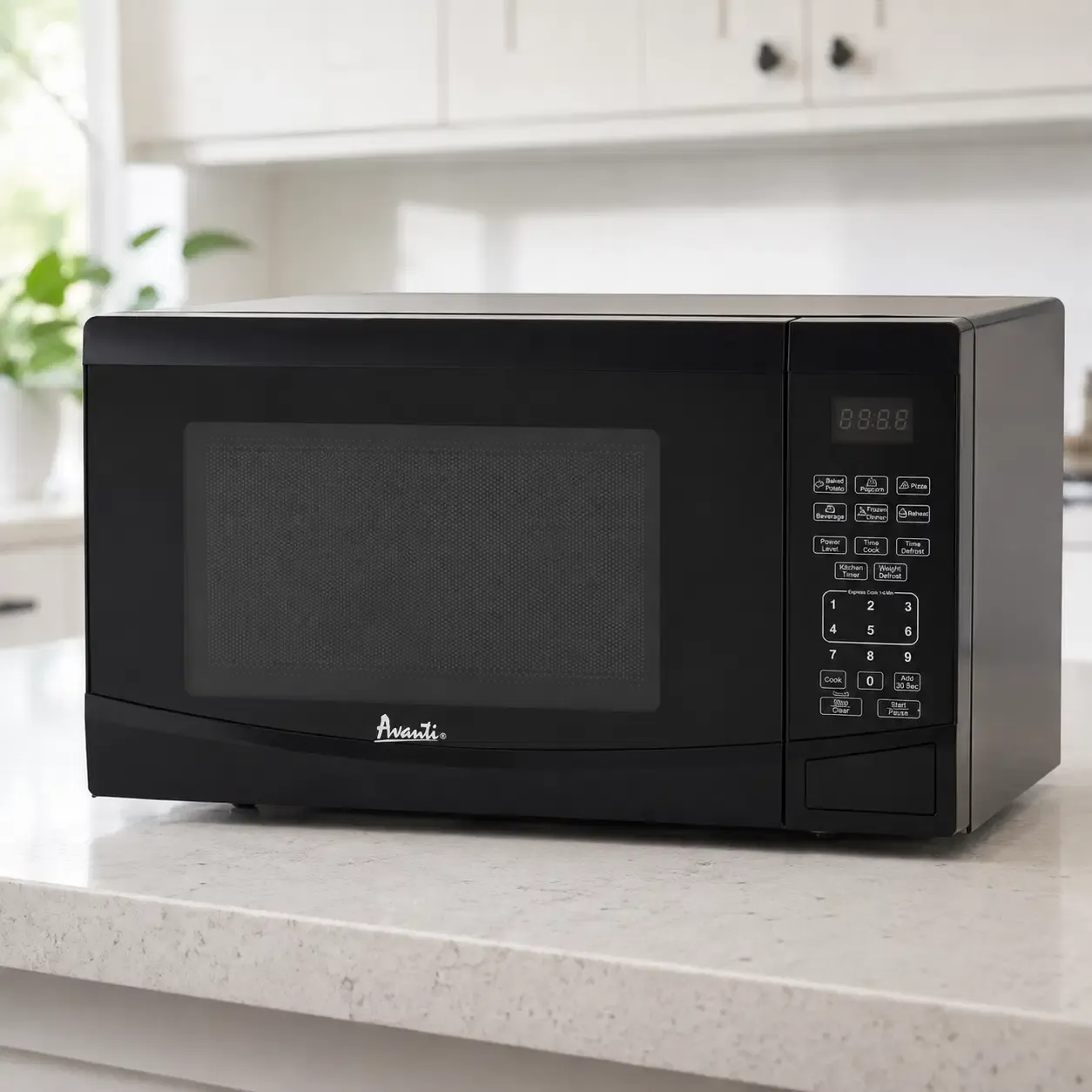 AVANTI 0.9 Cu. Ft. Countertop Microwave Oven, 900W Cooking Power, Touch-Pad Controls, 10 Power Levels, 6 One-Touch Cooking Presets, Glass Turntable, Child Safety Lock, Black  MT09V1B